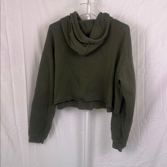 Fleo green cropped logo hoodie size large EUC - Picture 3 of 3